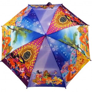 Детский лиловый зонт Винкс, Rainproof, полуавтомат, арт.700-5